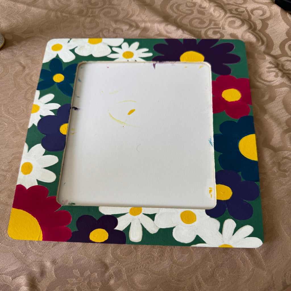 Painted picture frame with flowers