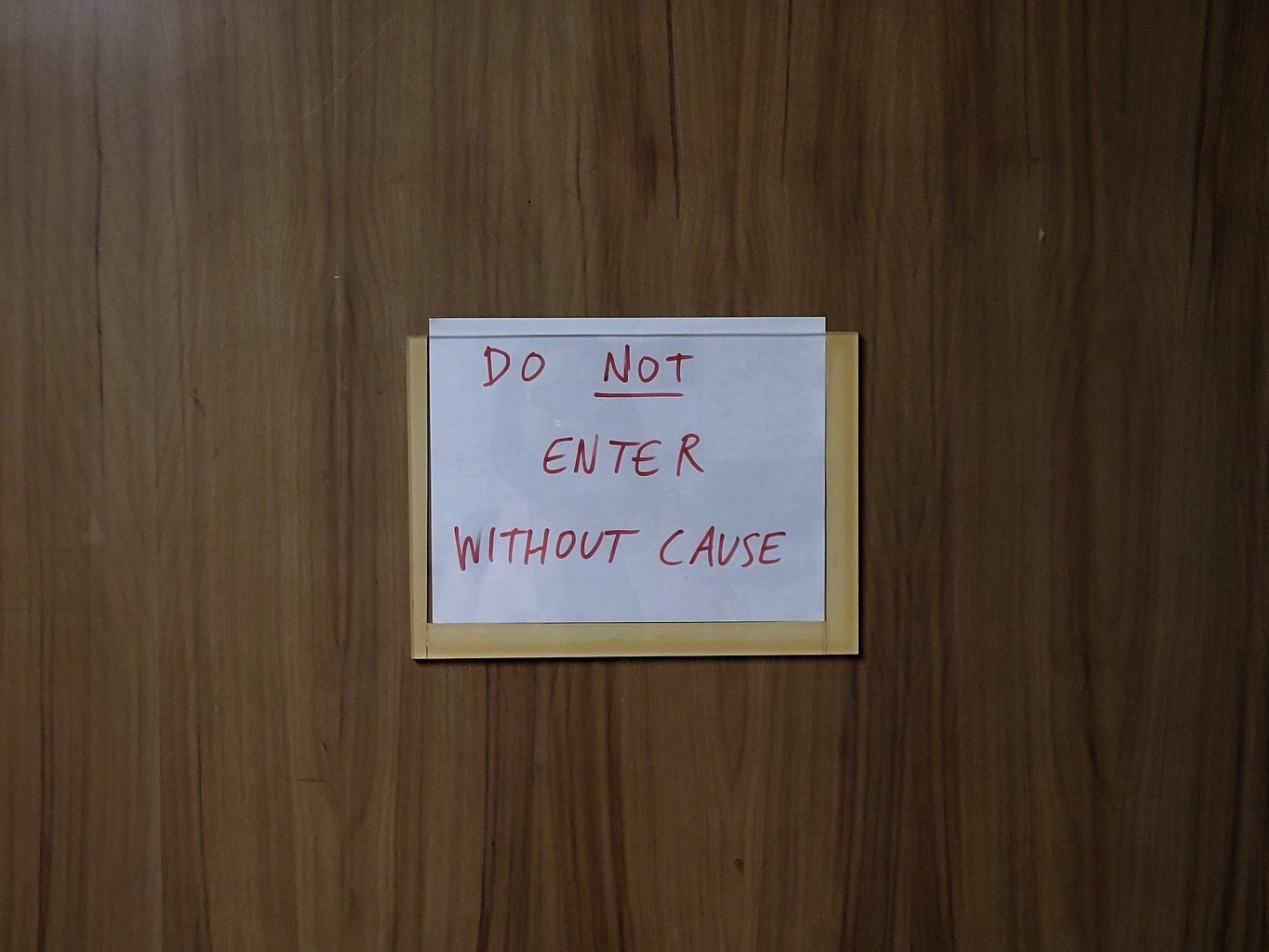 notice on door