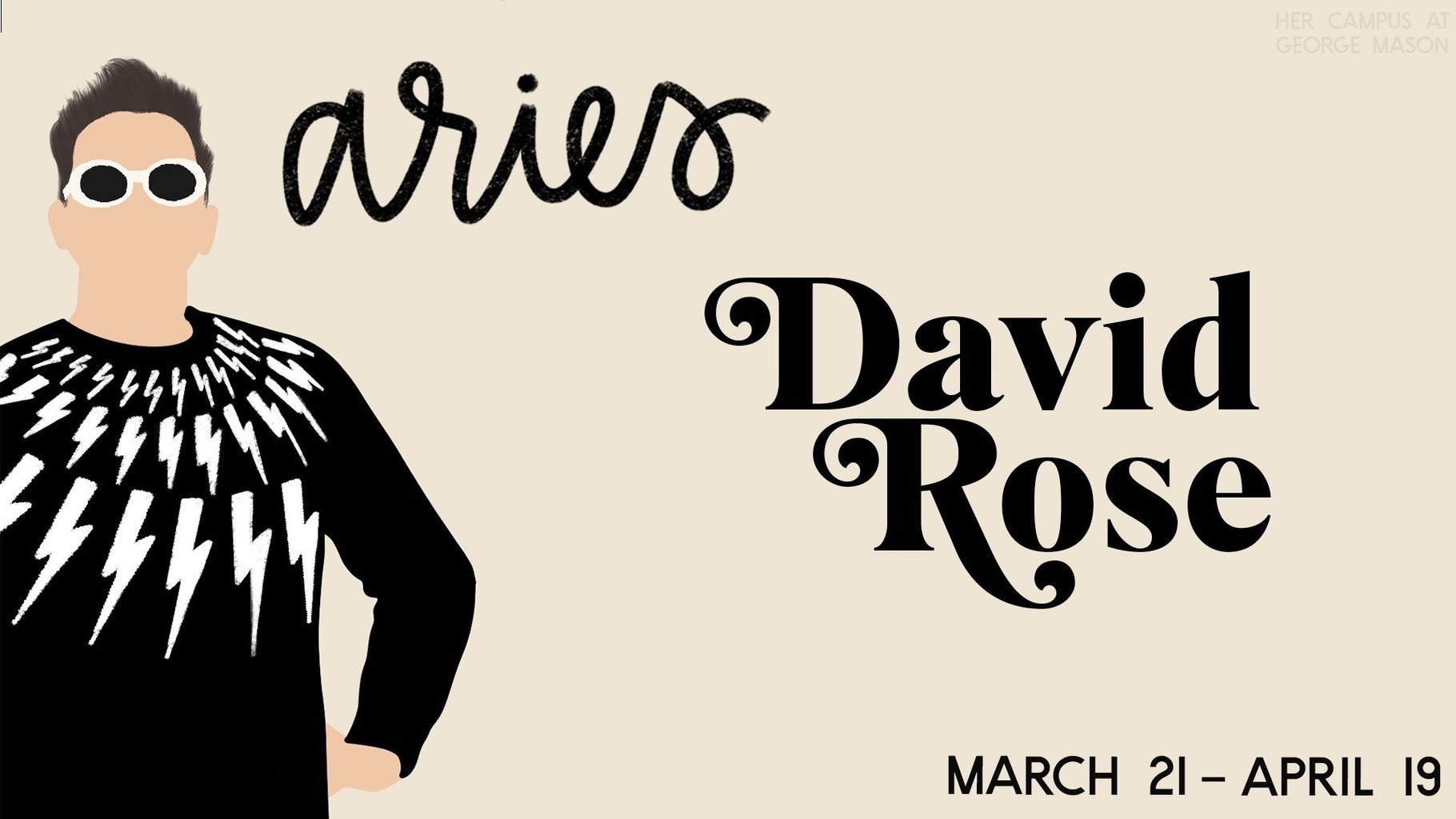 drawing of David Rose on a tan background