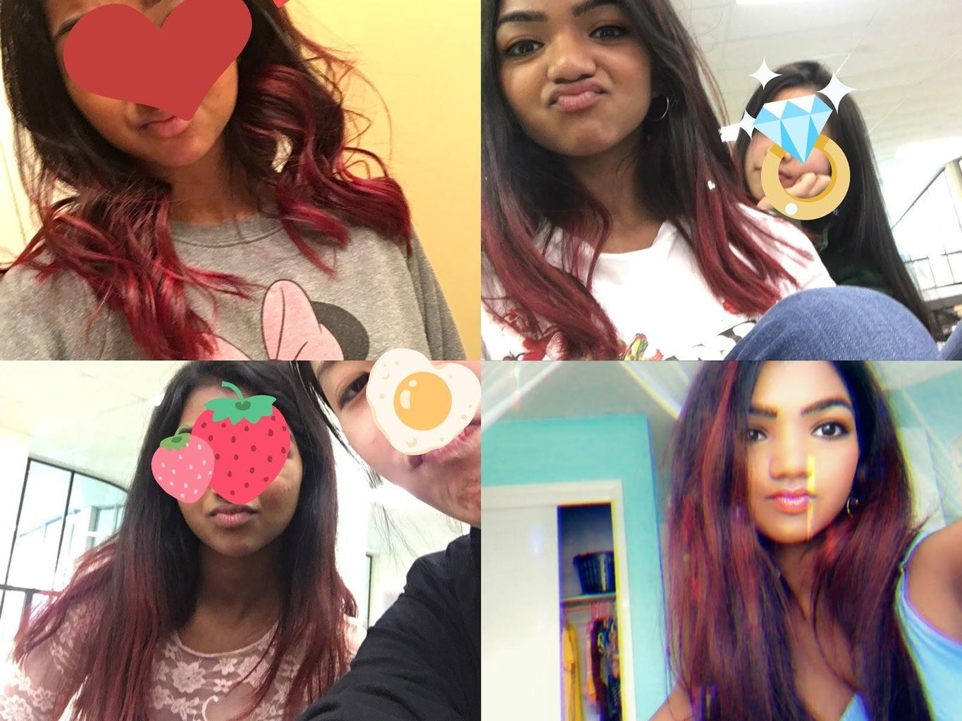 Four photos of me with red hair