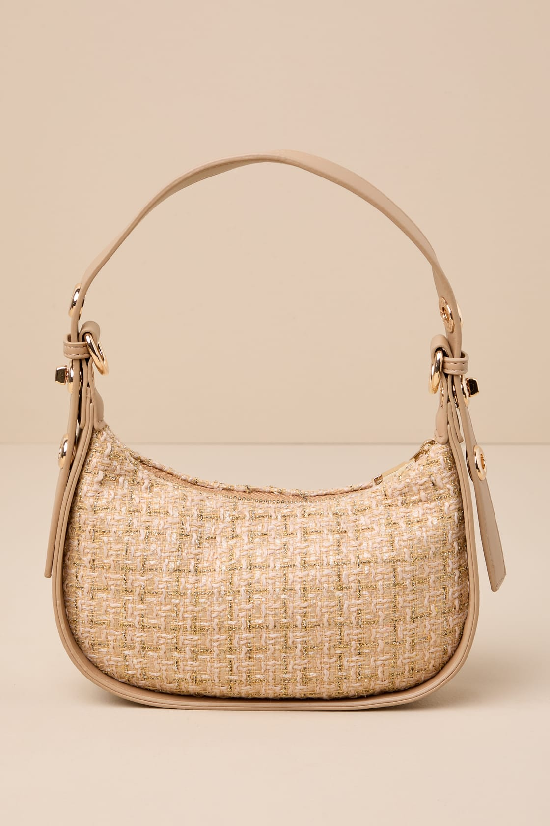 Lulus Beige Tweed Shoulder Bag