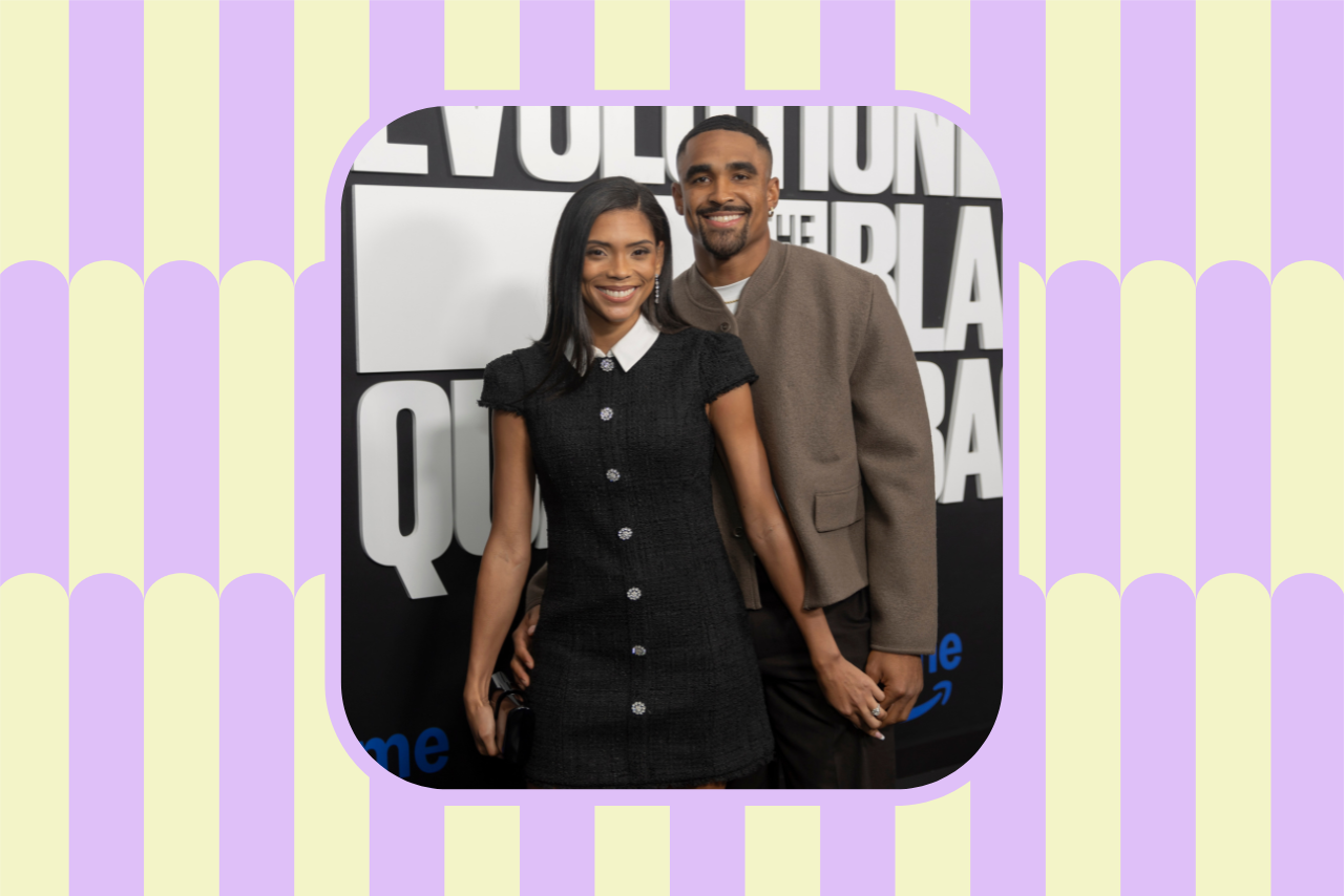 Bry Burrows and Jalen Hurts attending the premiere of Prime Video\'s \"The Evolution Of The Black Quarterback\"