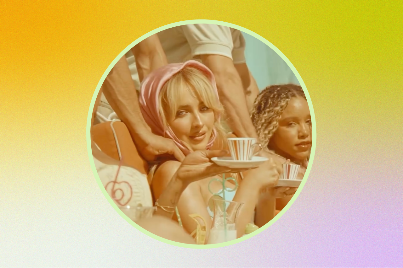 Sabrina Carpenter in her \"Espresso\" music video