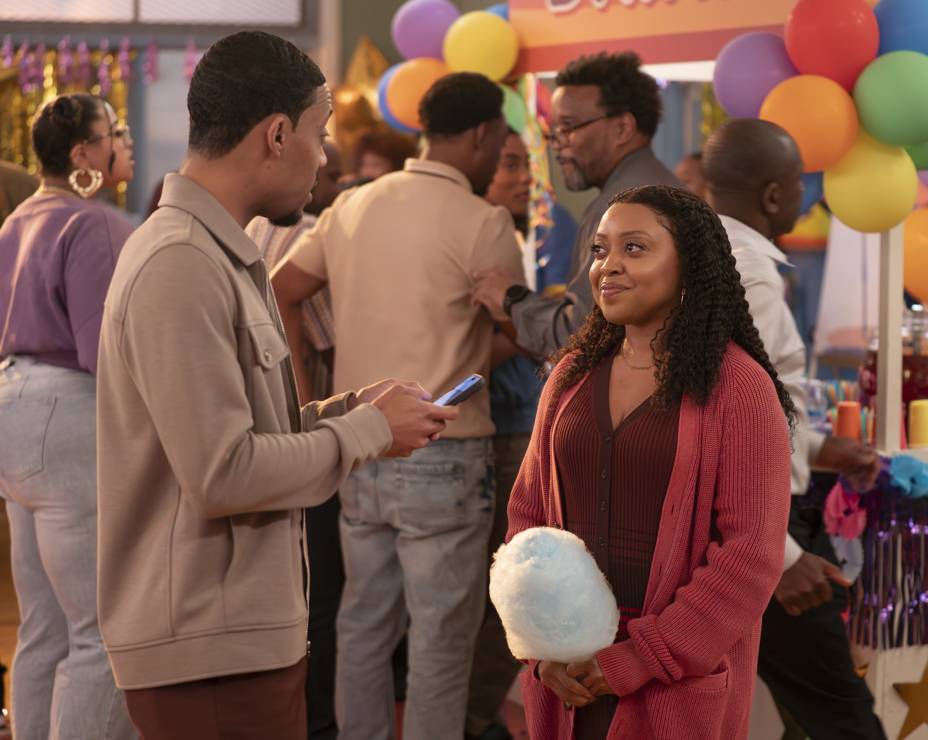 couple looking at each other at carnival