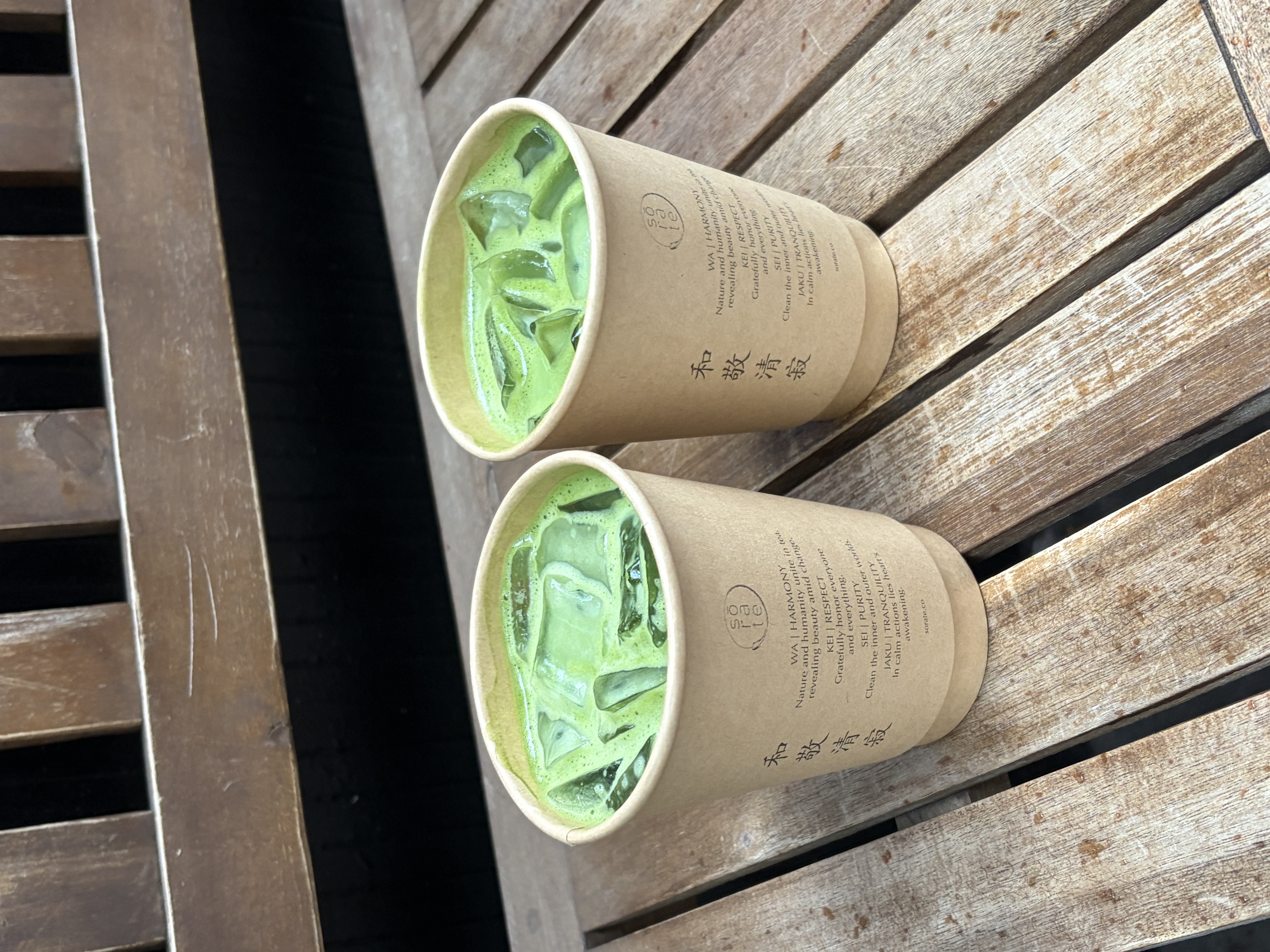 Two cups of iced matcha