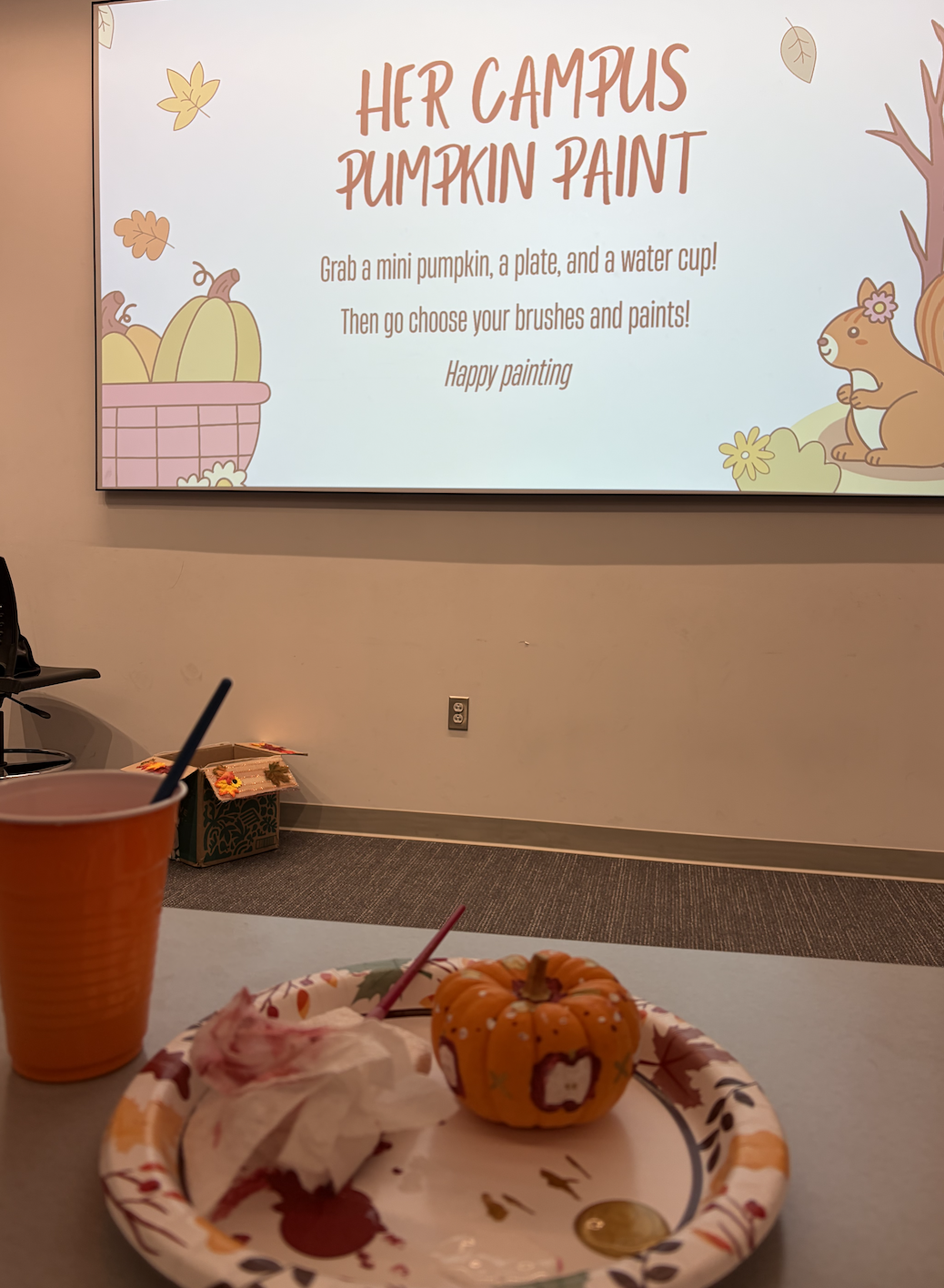 Her Campus ISU pumpkin paint event