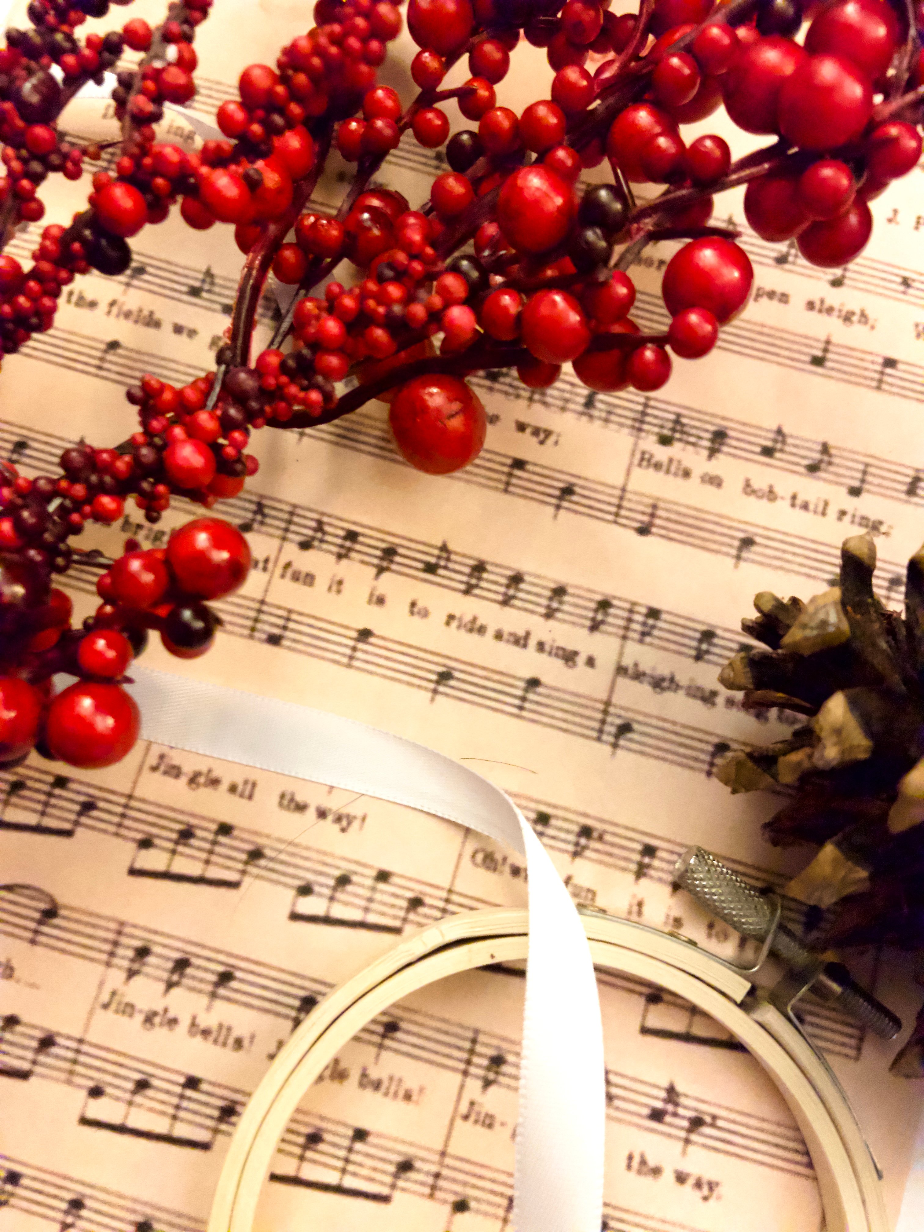 Christmas craft supplies with scrapbook paper by Elena Johnston