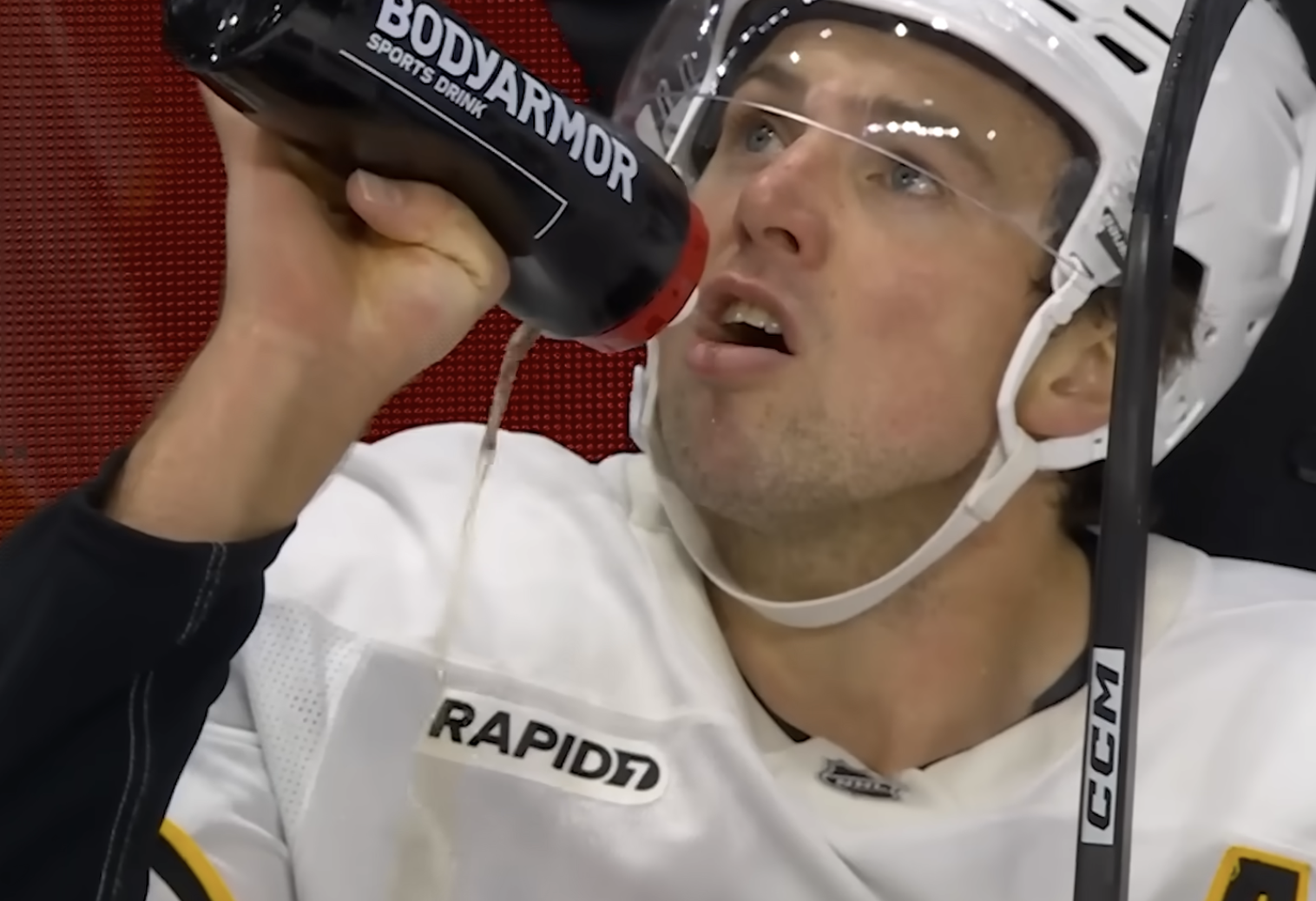 Charlie McAvoy water bottle breaking