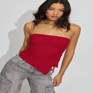 Garage Lace Asymmetric Tube Top