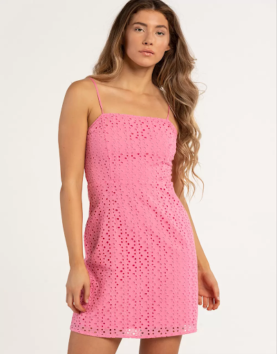 pink eyelet mini slip dress spring outfits