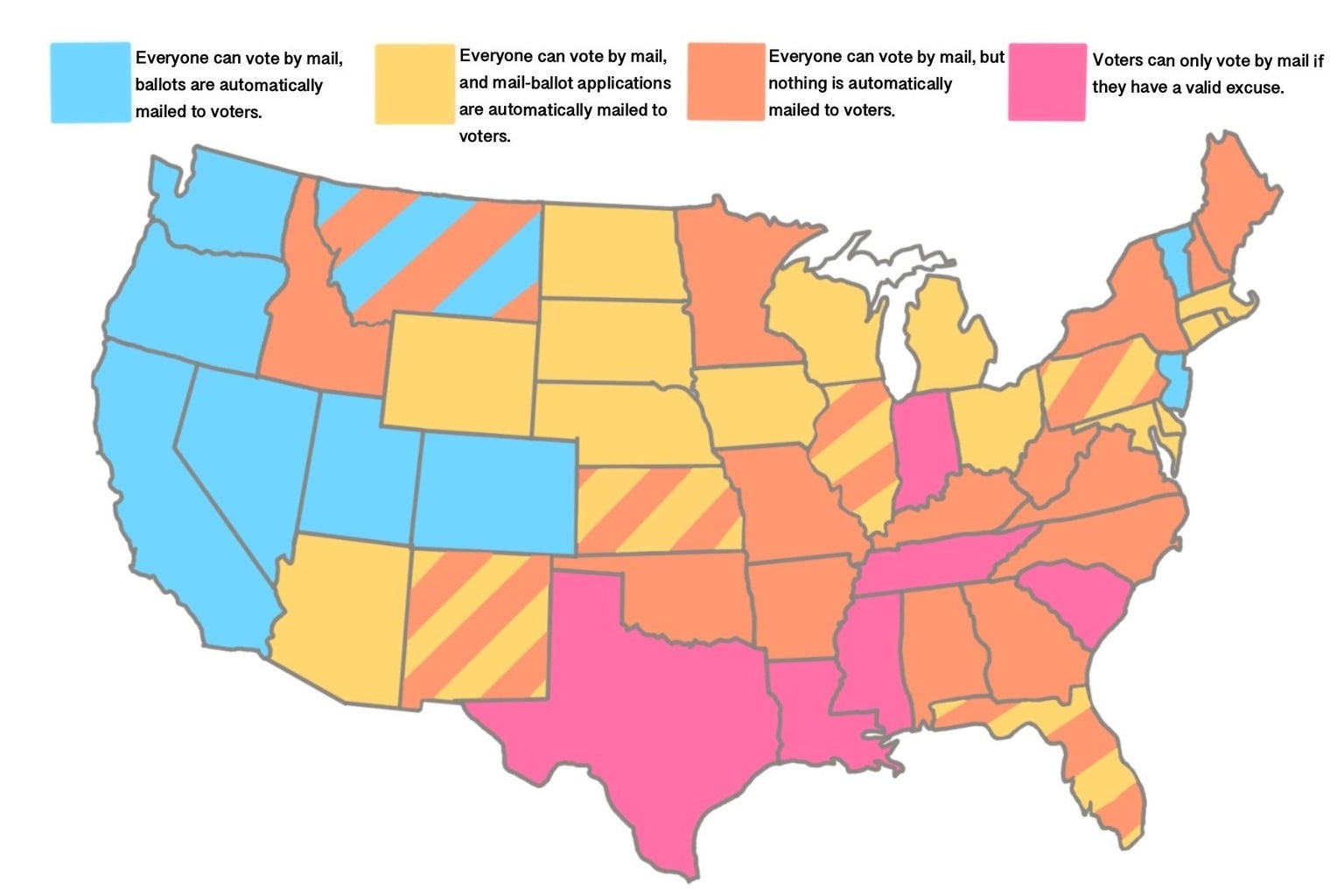 US voting options map