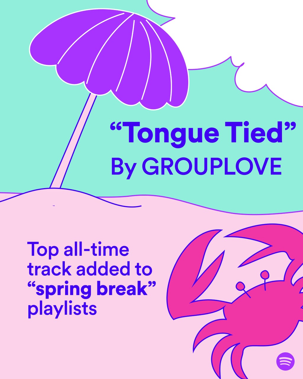Tongue Tied by Grouplove graphic with a crab and an umbrella
