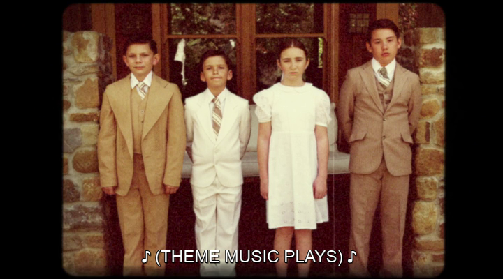 kids with theme music playing caption