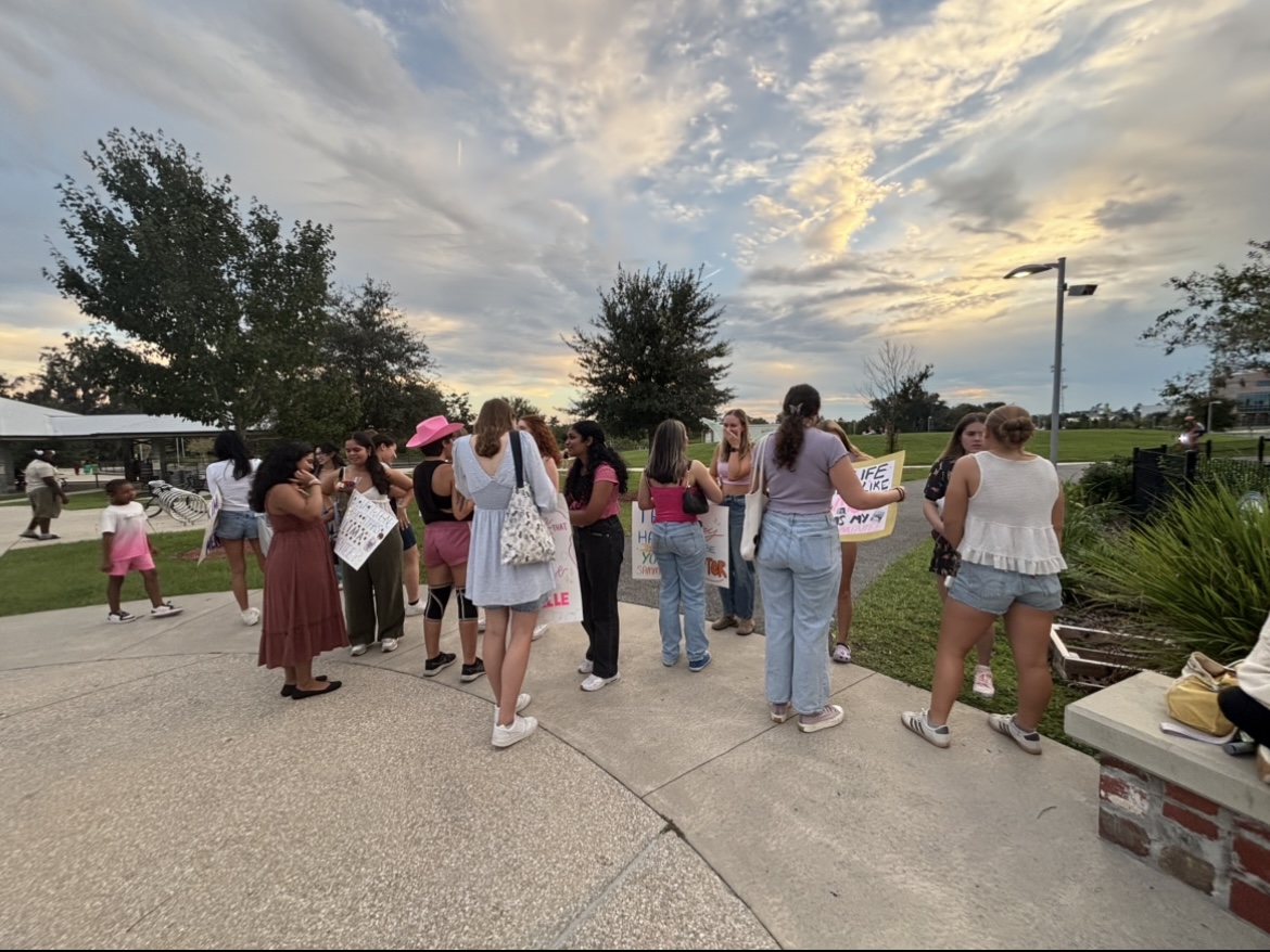 Girls lined up outside doing club activities