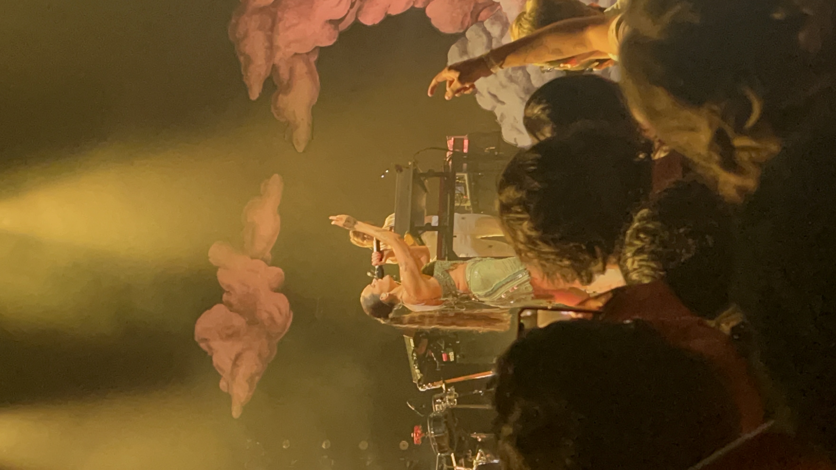 Side profile of woman singing