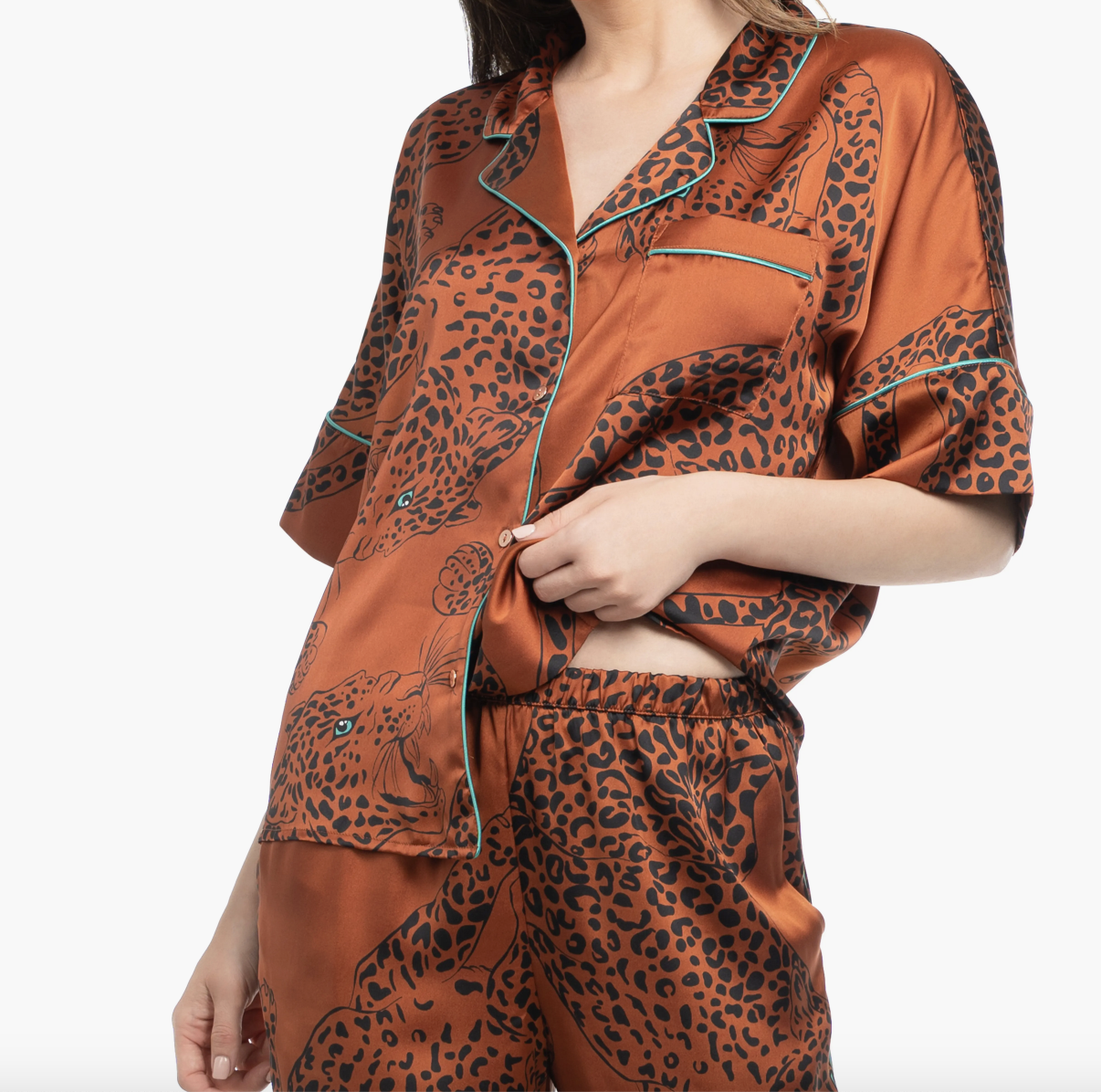 Tiger Print Satin Pajamas