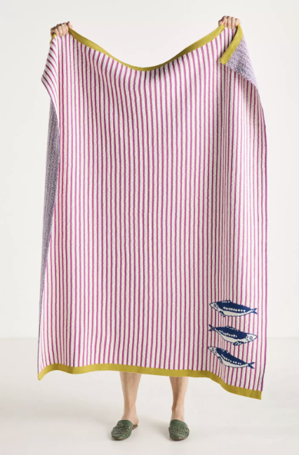 Anthropologie Sonnie Cotton Knit Throw Blanket