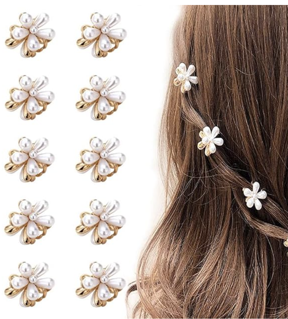 pearl daisy hair charms mini clips