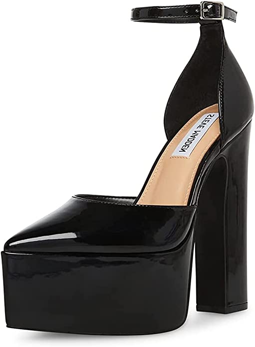 black faux patent leather platform pumps designer dupes
