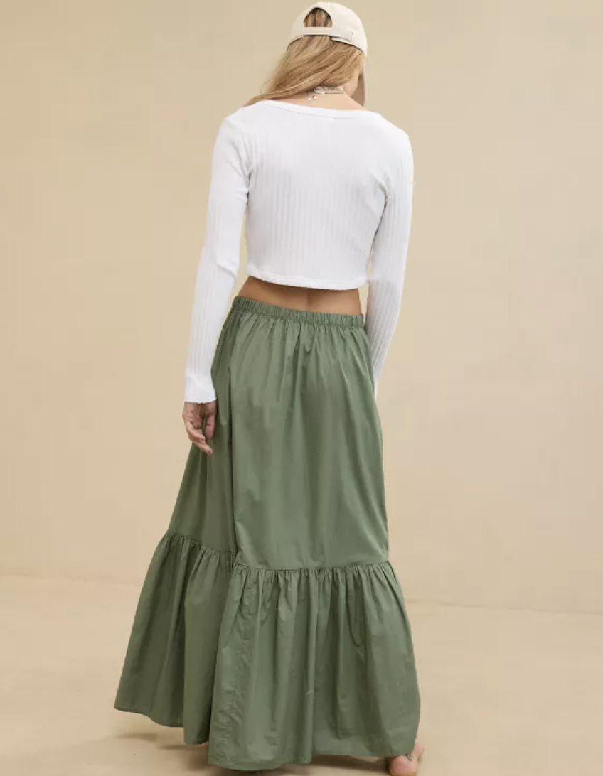 Woman modeling skirt