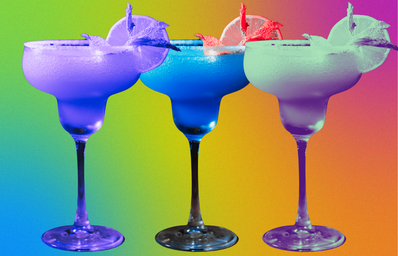 Three vibrant cocktails.