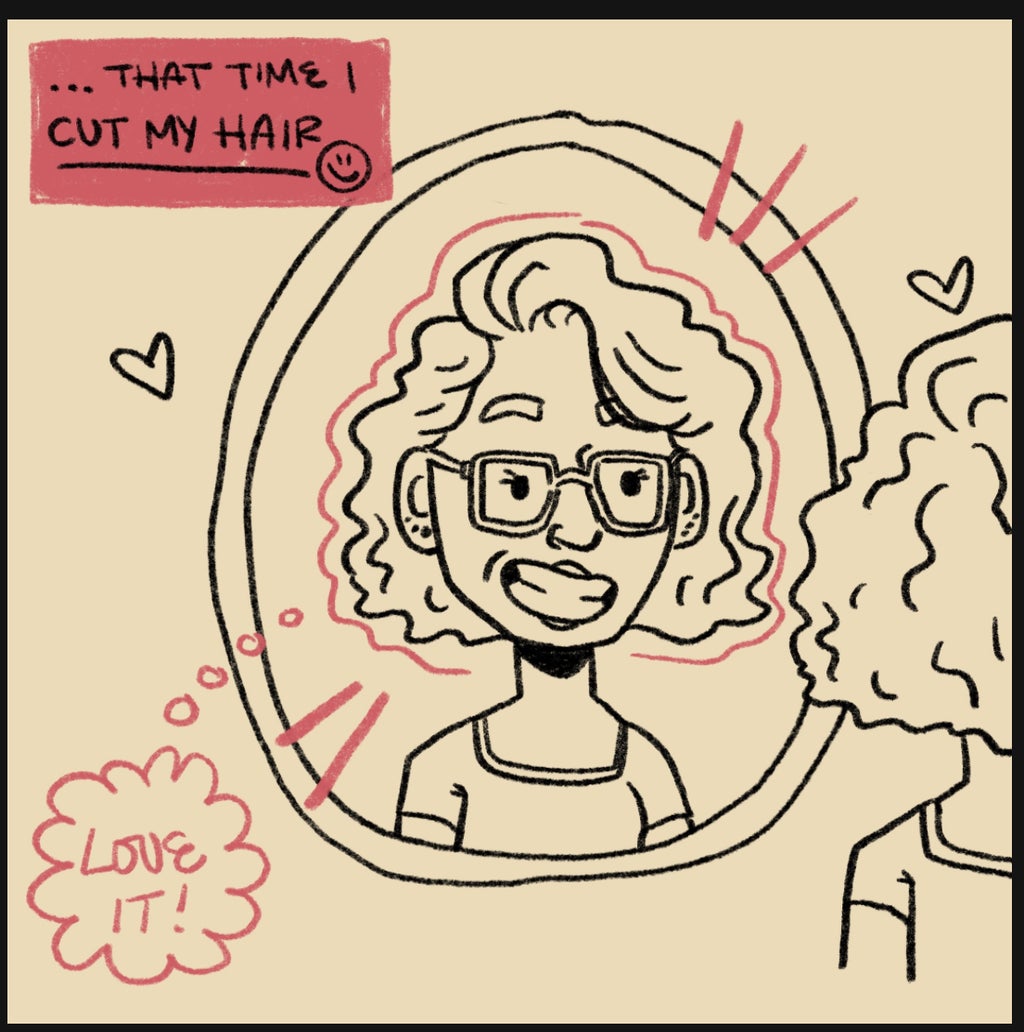 Drawings about my curly hair journey.