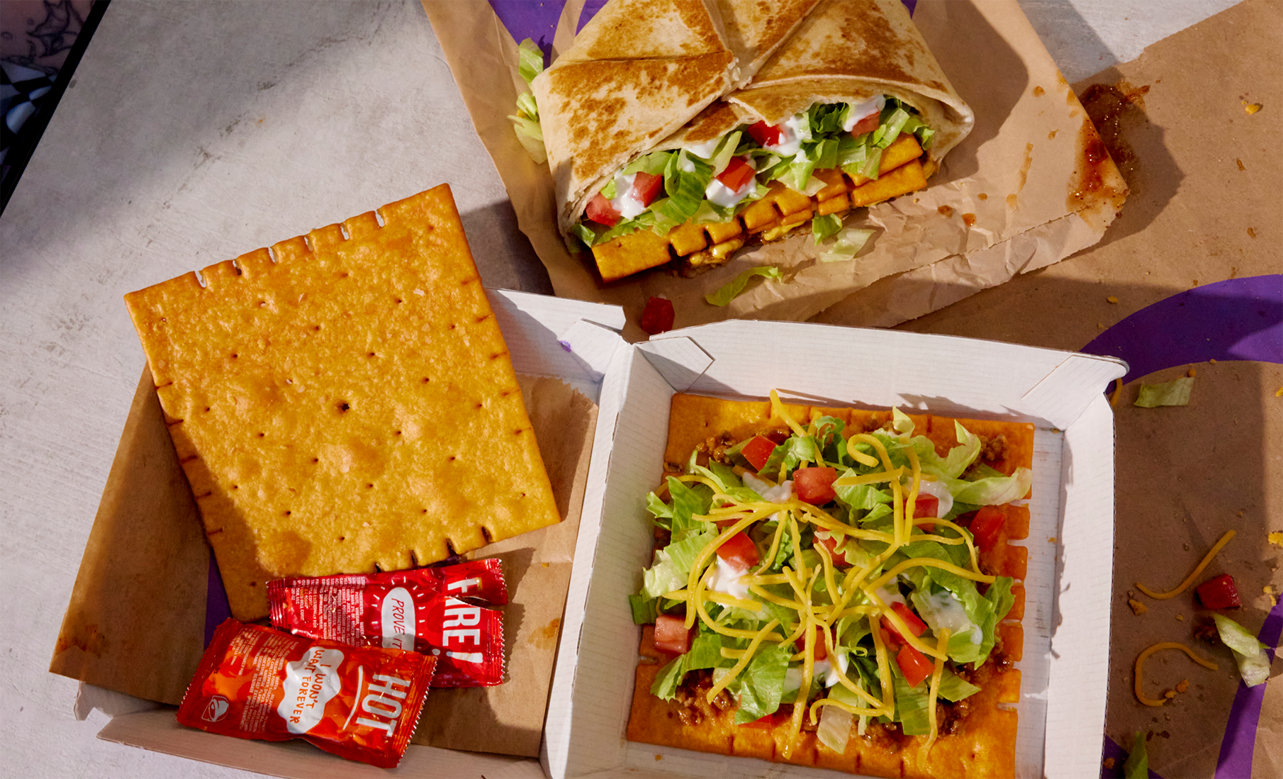 Photo of Taco Bell\'s Big Cheez-It lineup.