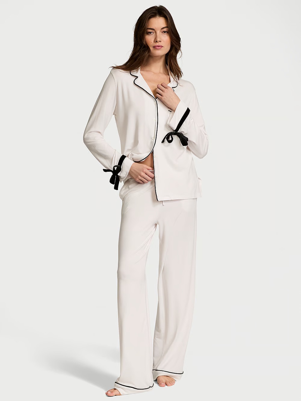 Victoria Secret Velvet-Trim Long Pajama Set