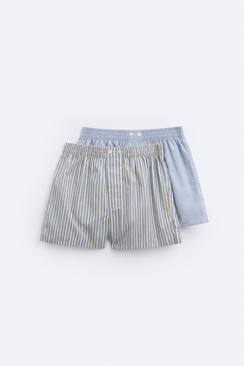 Zara 2 Pack Of Mixed Poplin Boxers