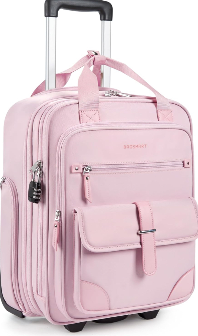 pink luggage