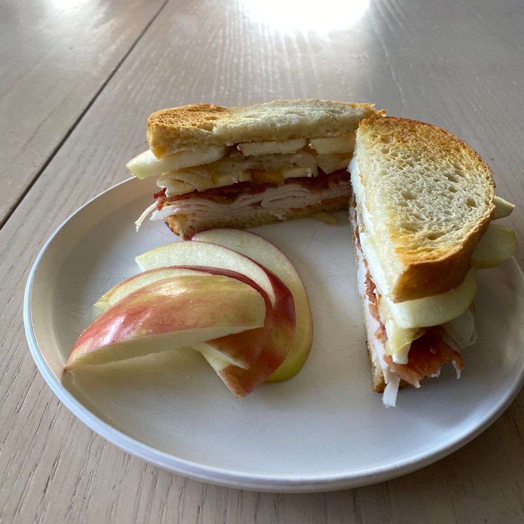 apple sandwich on a plate on a table