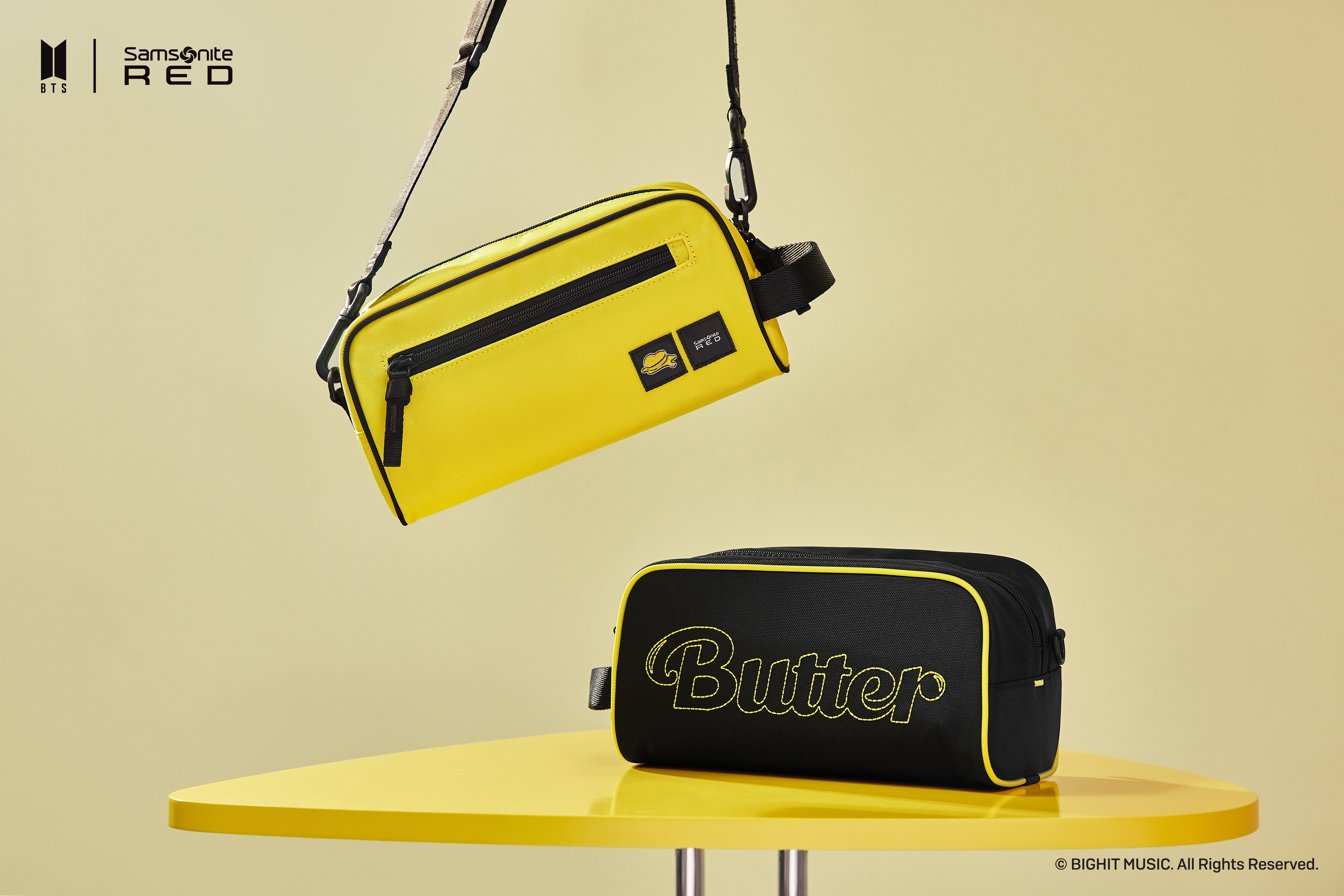 bts butter x samsonite red pouch bag
