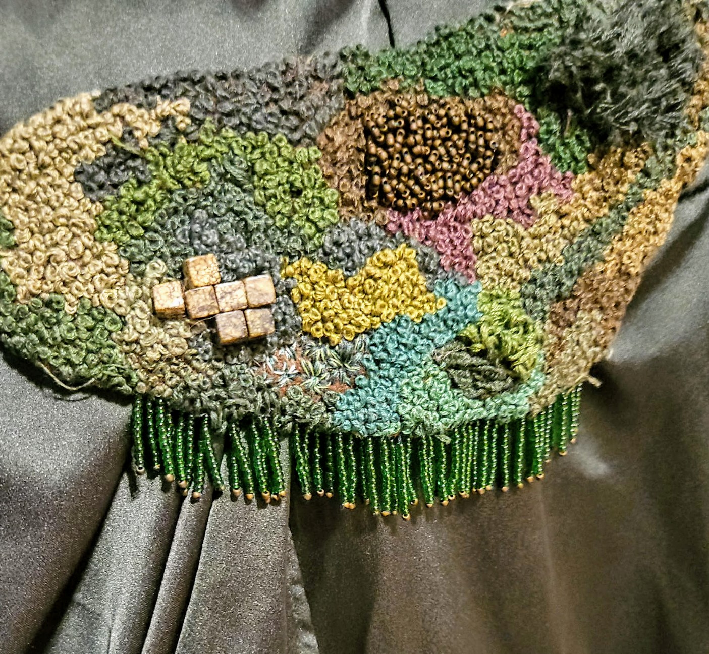 Details of a student\'s handmade embroidery.