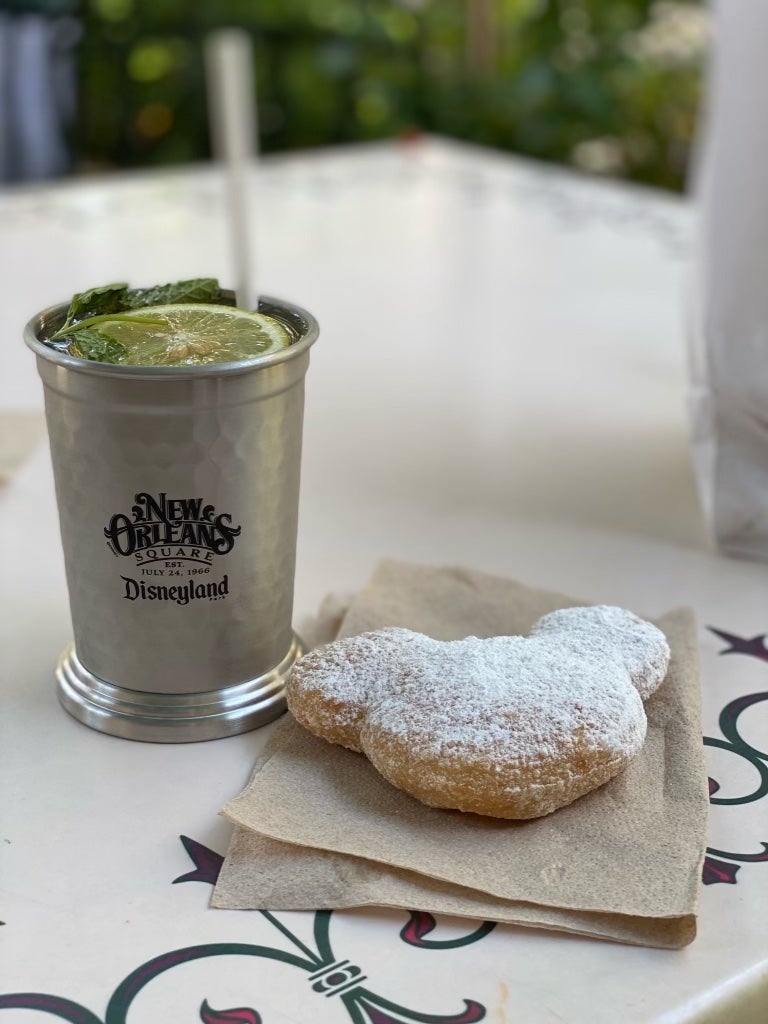 beignet in mickey shape with drink