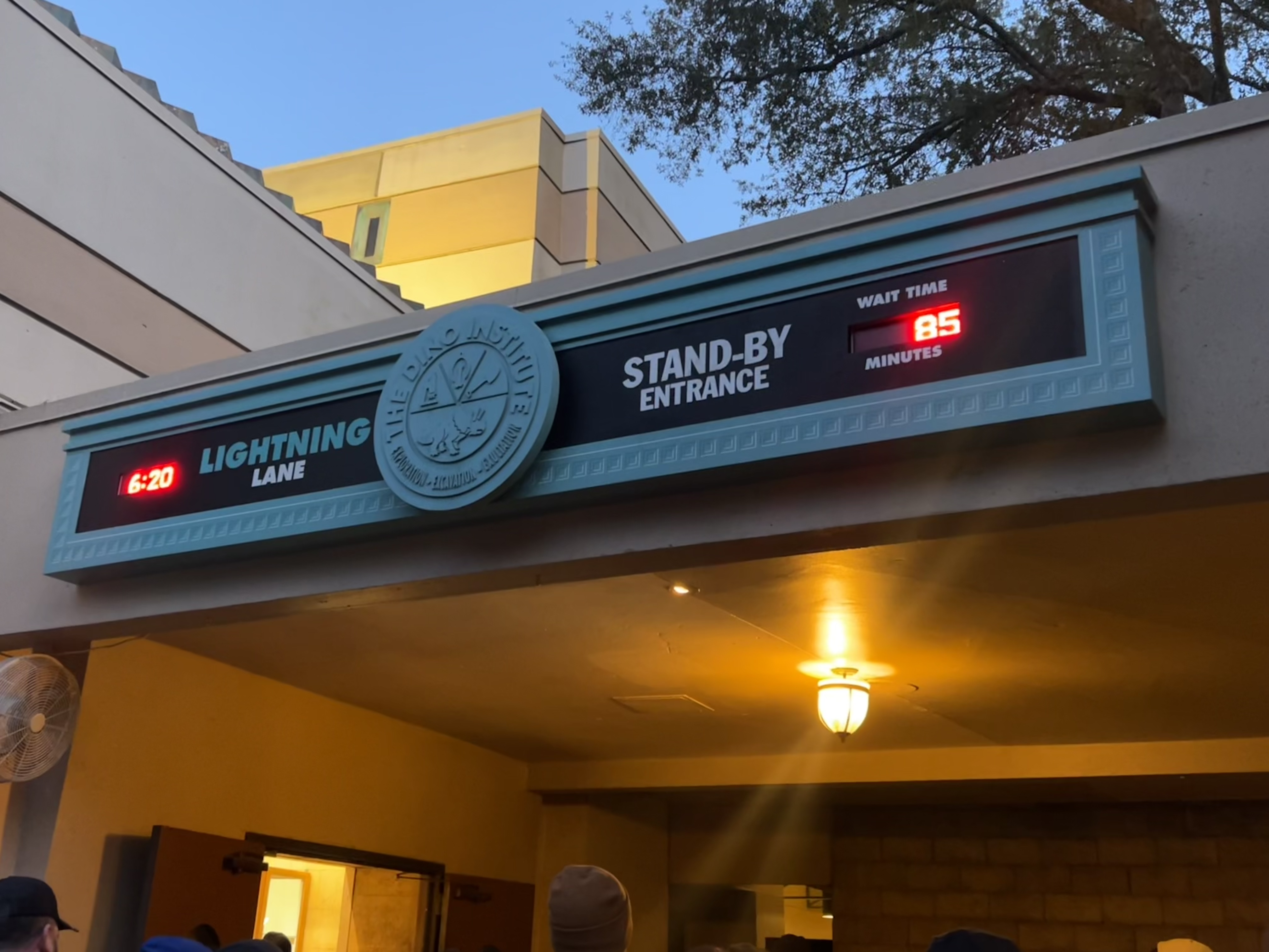 Dinosaur wait time sign