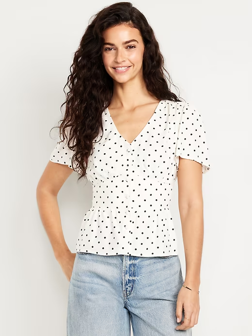 Old Navy V-Neck Button Down Crepe Top