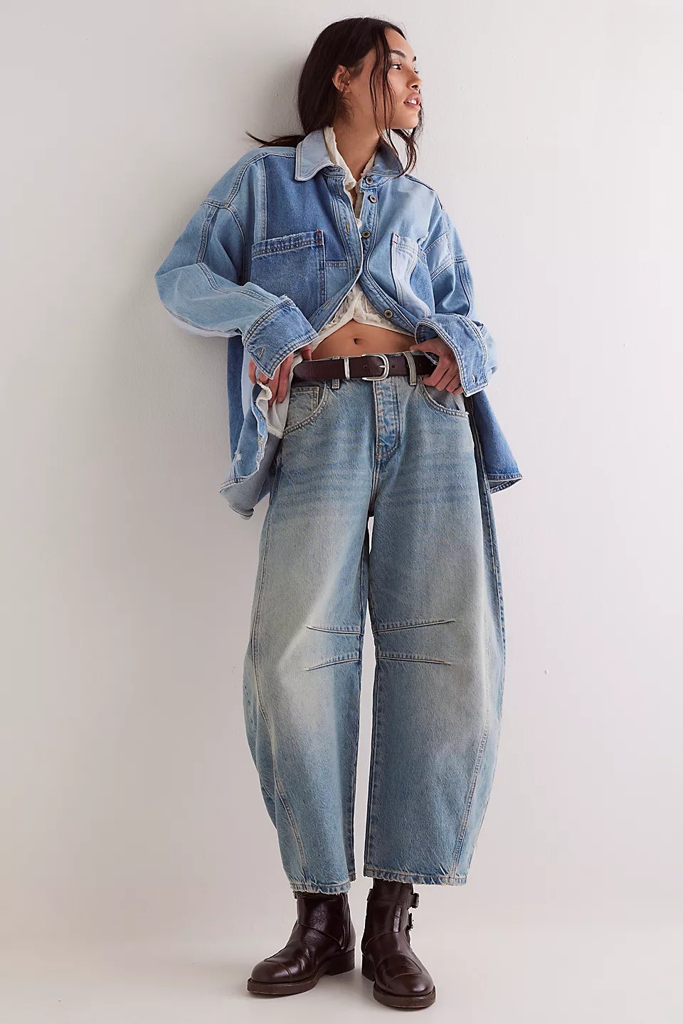 Free People We The Free Good Luck Mid-Rise Barrel Jeans