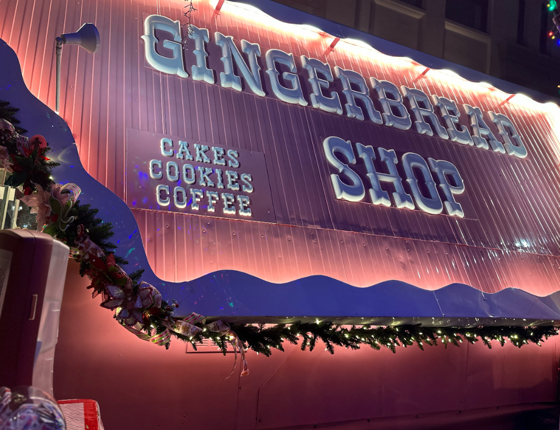 Gingerbread shop sign from the Mission Inn Festival of Lights in Riverside