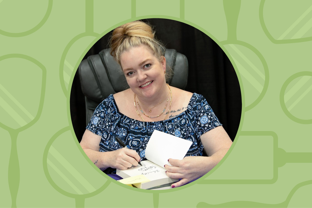 colleen hoover signing a book