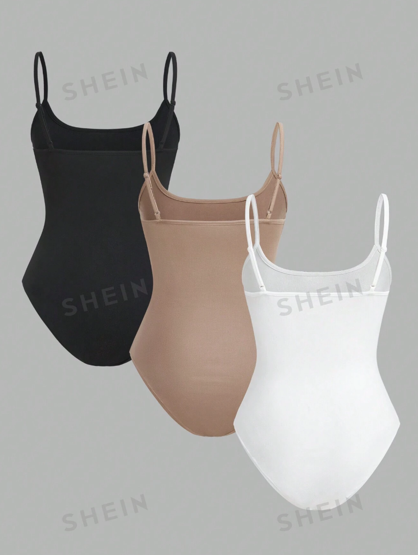 SHEIN EZWear 3-Piece Spaghetti Strap Bodysuit