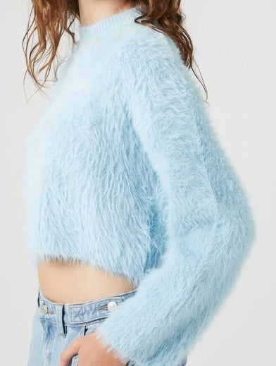 blue cropped sweater