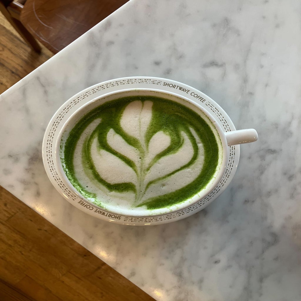 Matcha latte art from a local coffee shop in Columbia, Missouri