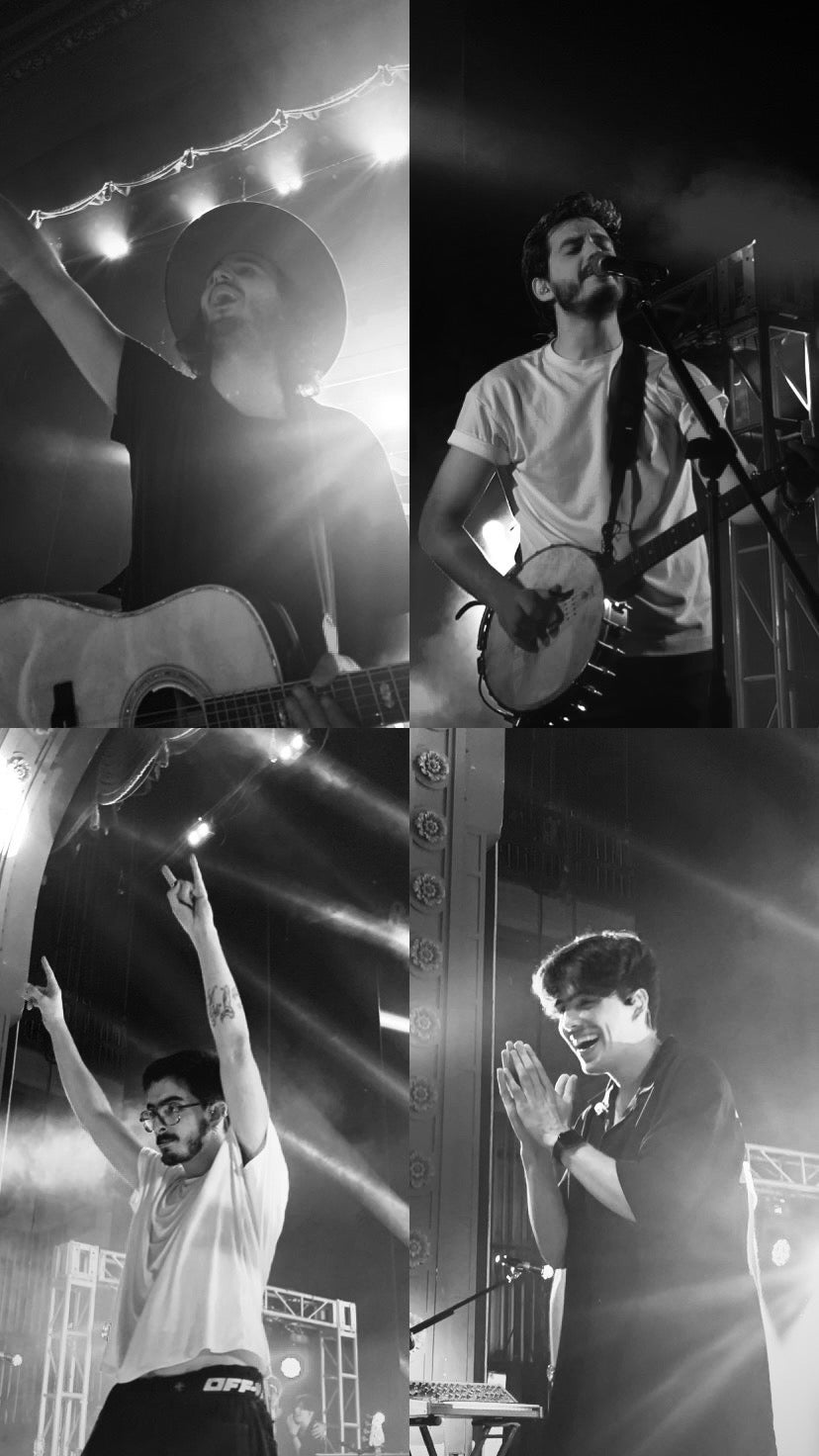 A collage of the 4 band members of the Colombian band \