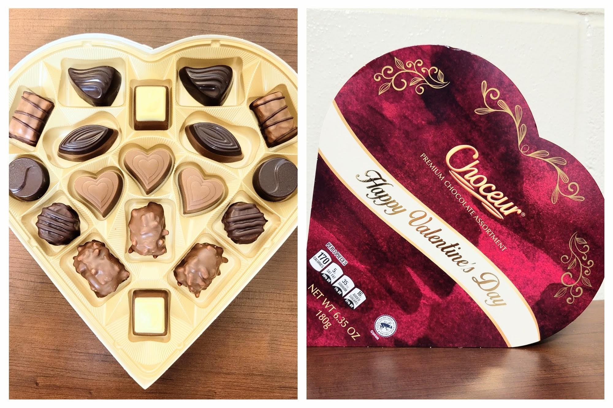 collage of a box of chocolates