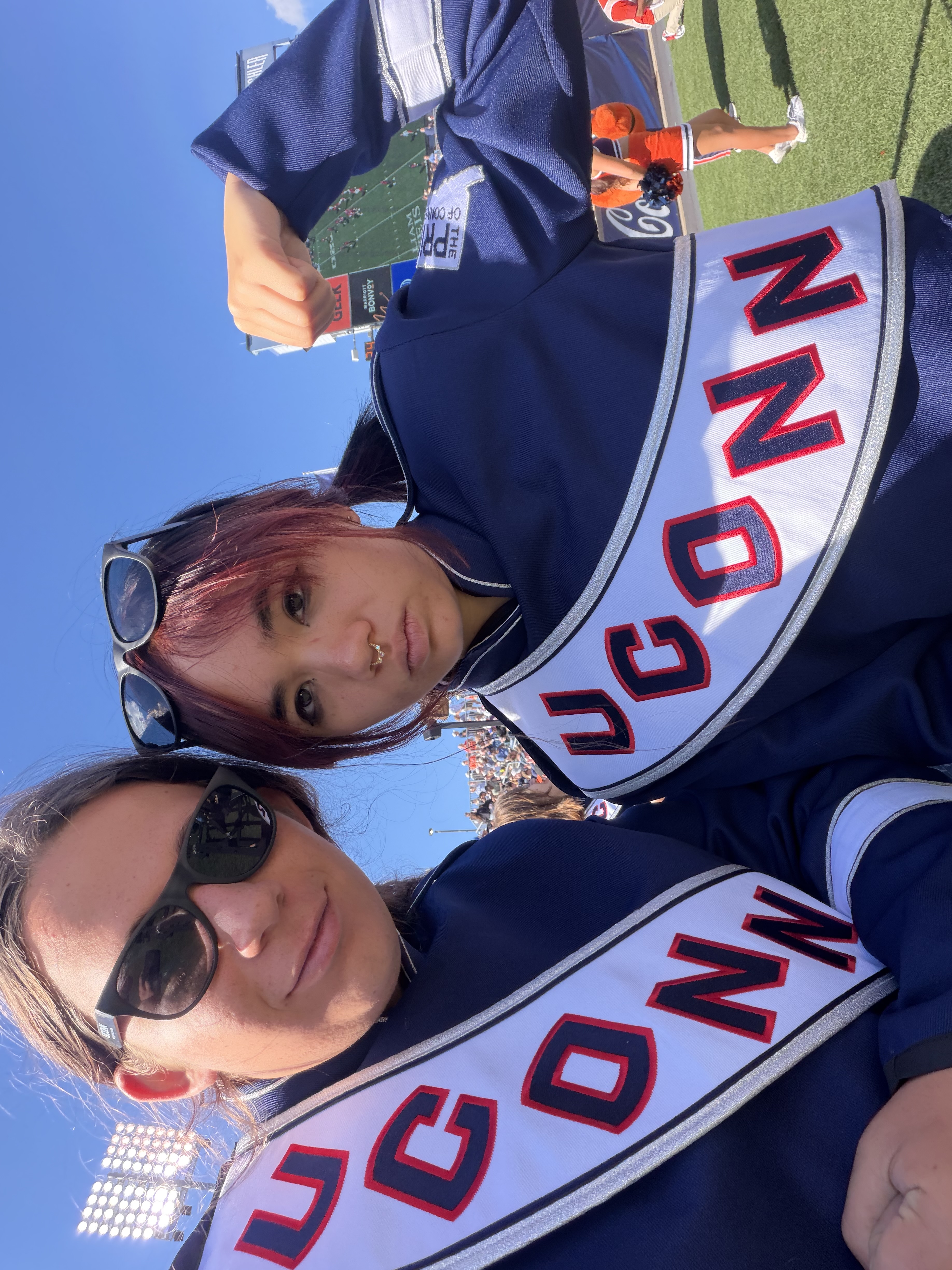 Bella and Olivia on the football field