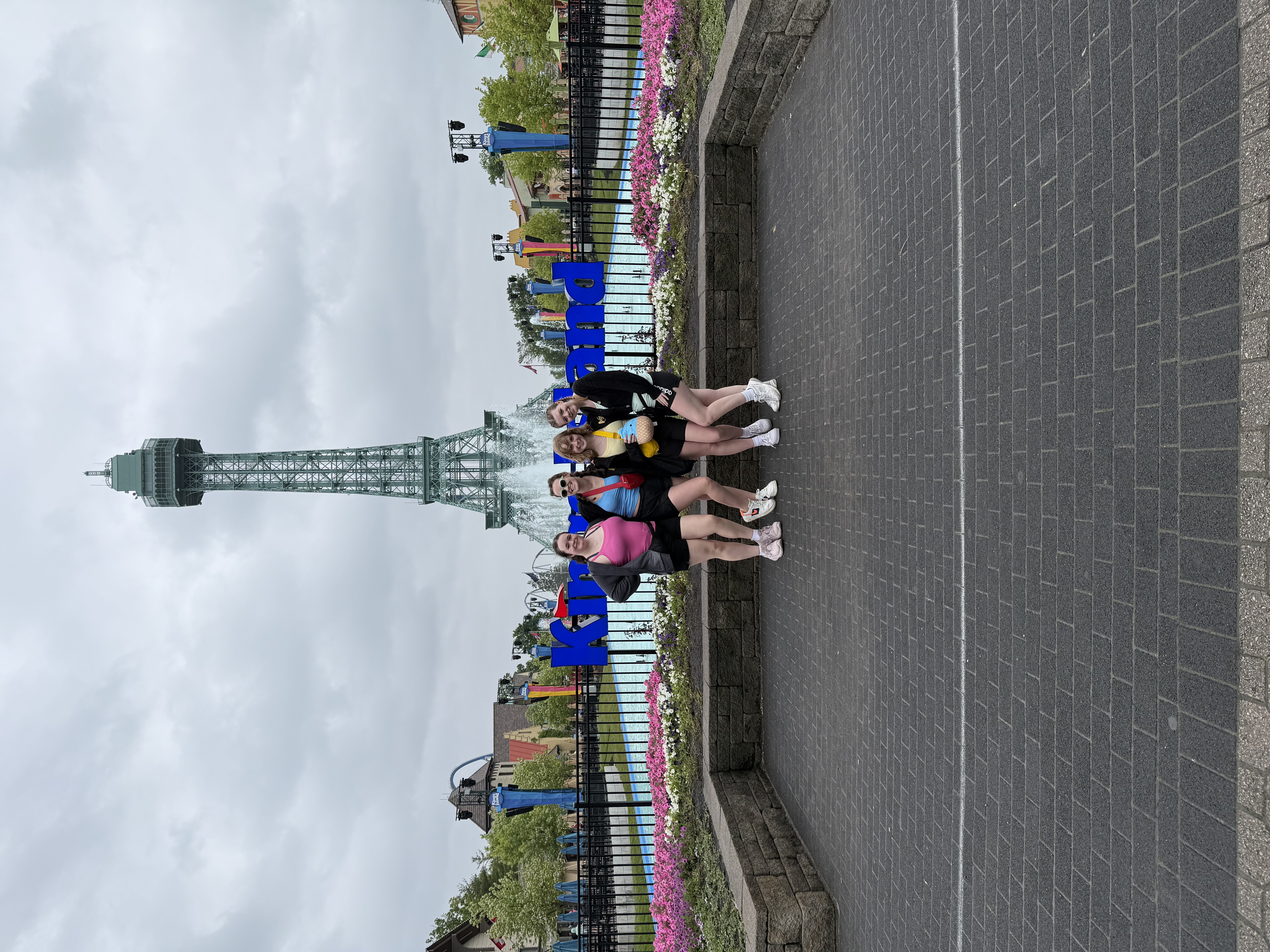 Four girls at an amusement park