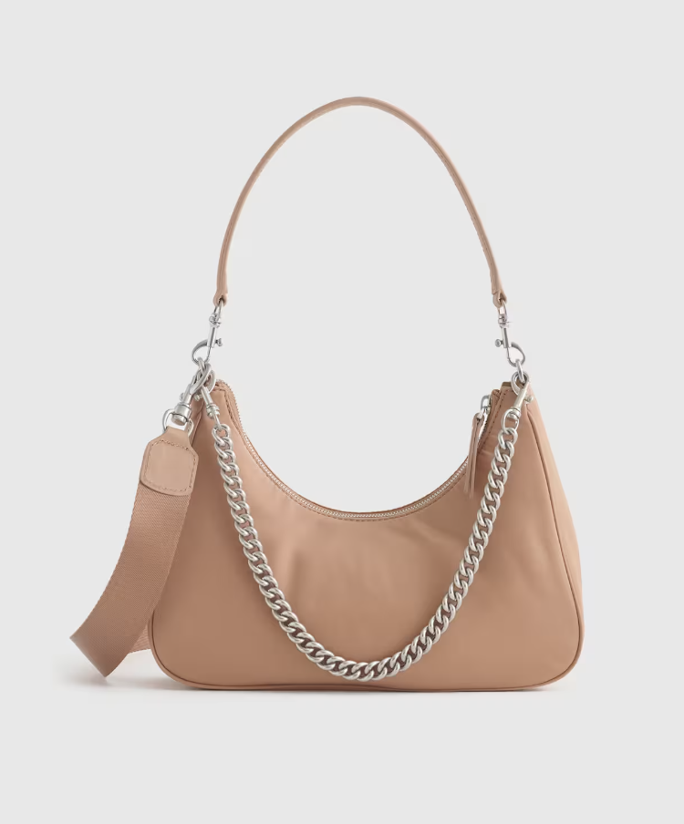 quince revive nylon crossbody bag beige