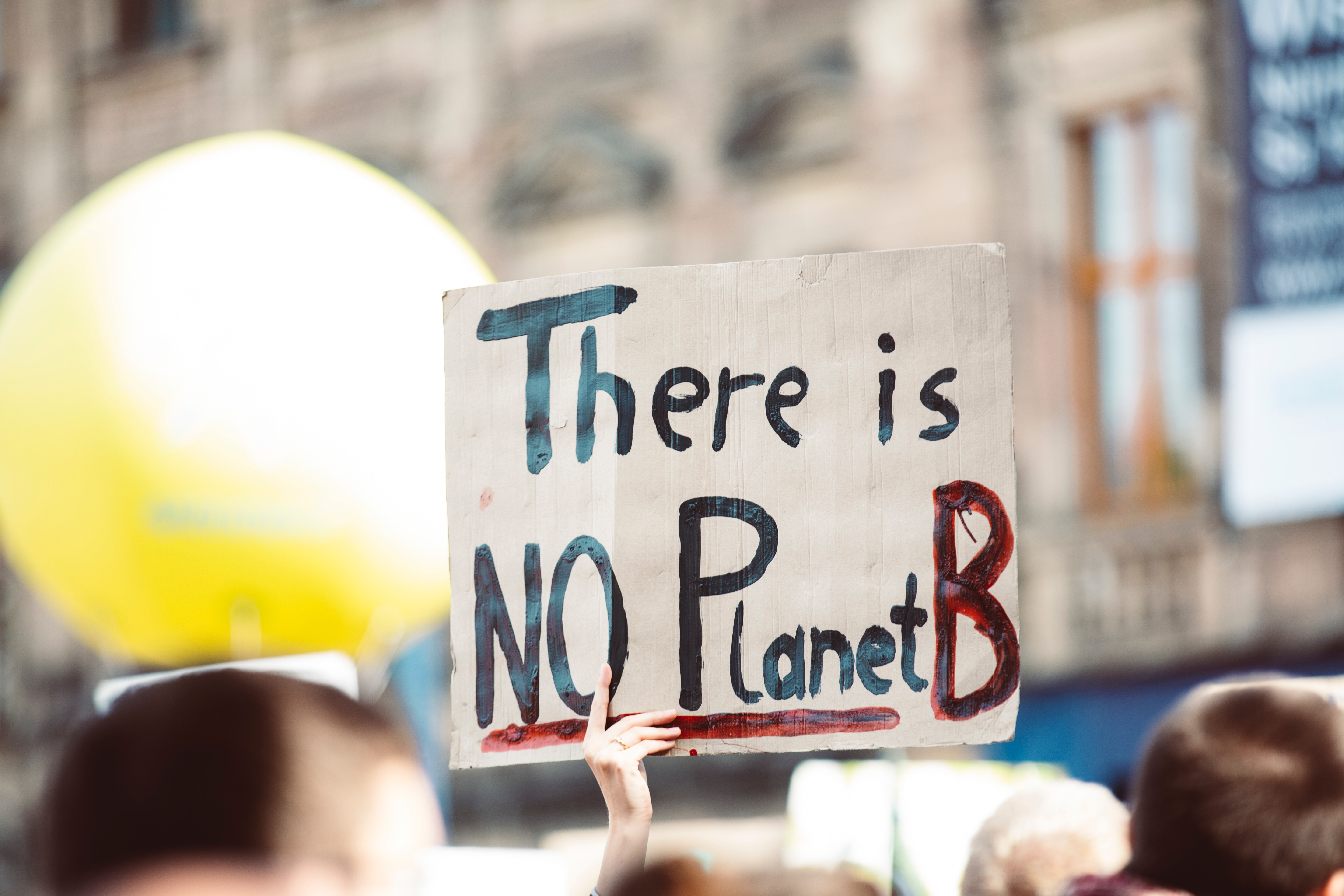 image of person holding a sign for climate change