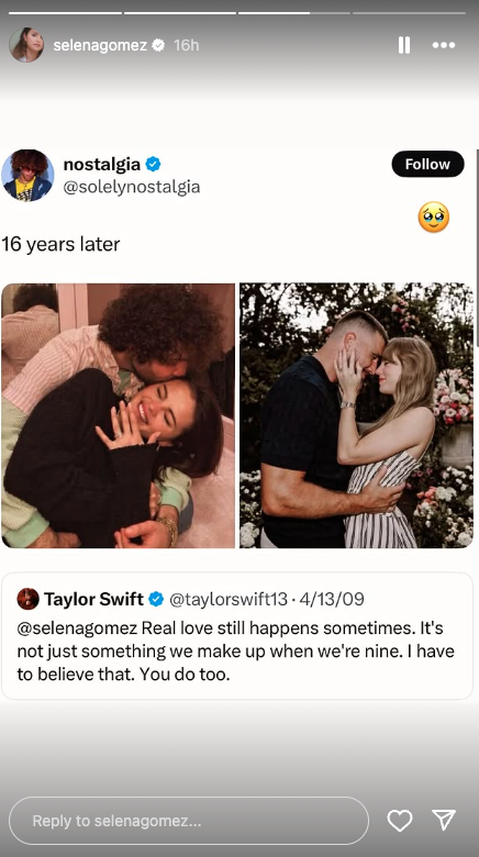 selena gomez reaction to taylor swift engagement