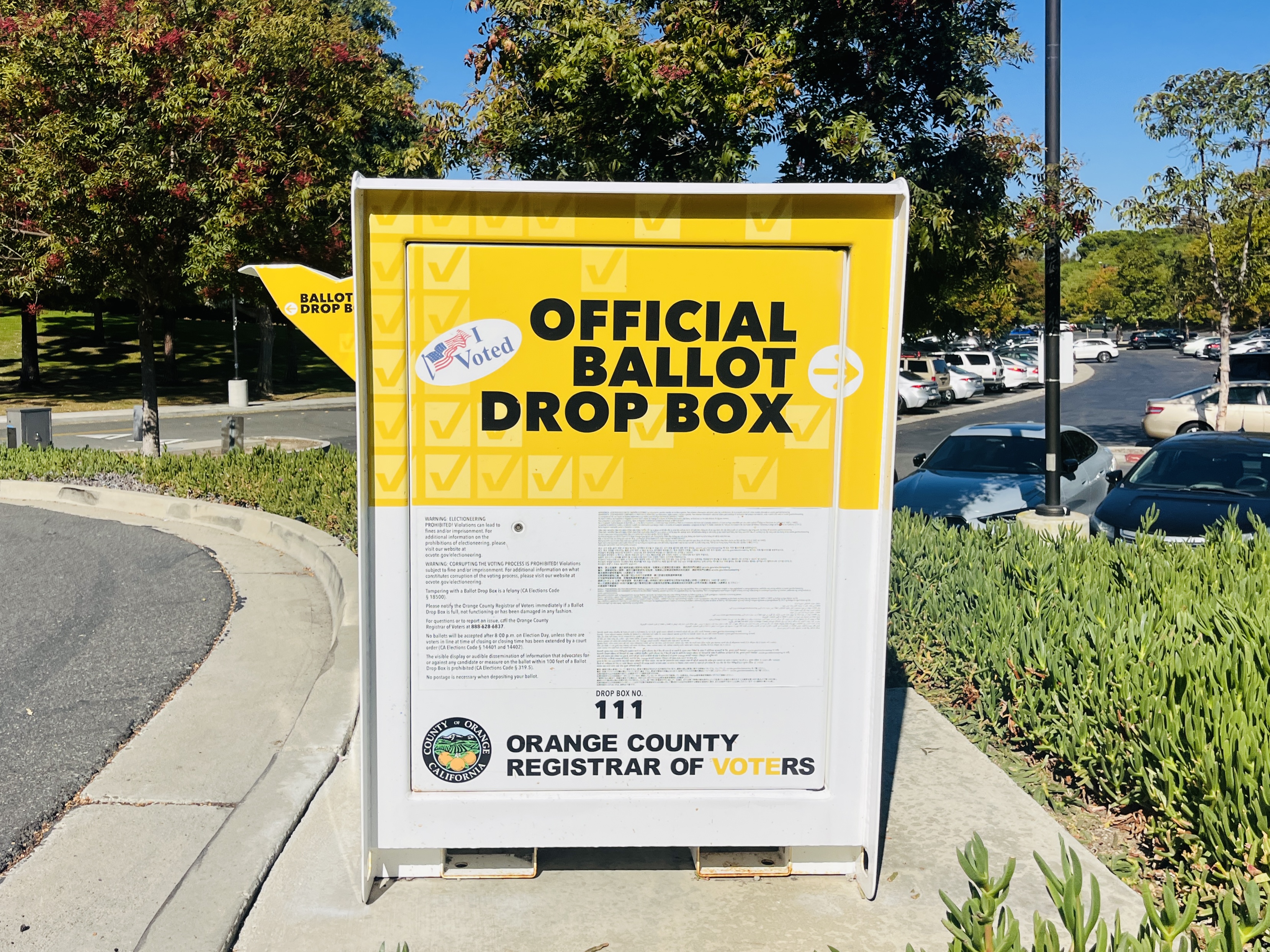 UCI\'s ballot drop-off box located near Lot 5.